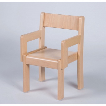 Massivholzkinderstuhl mit Armlehnen, Buche massiv, Kunststoffgleiter 